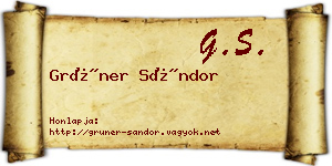Grüner Sándor névjegykártya